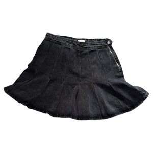 Pilcro by Anthropology Black Ruffled Skater Mini Skirt